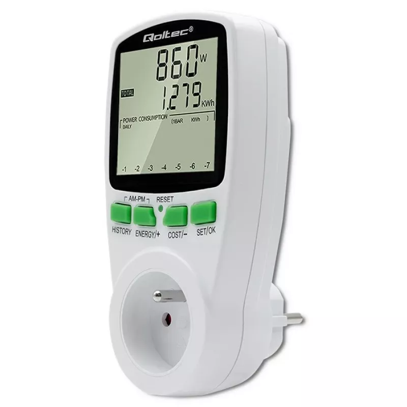Misuratore di potenza QOLTEC PM0627 3680W con storico — QOLTEC PM0627 3680W