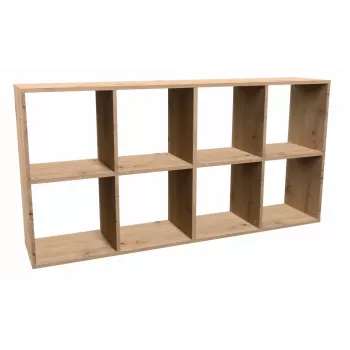 Libreria da soggiorno Top e Shop MALAX 2X4 ARTISAN, legno naturale, 8 ripiani, 1470×300×750 mm