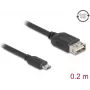 Cavo USB 2.0 DELOCK 81516 — Micro-USB B su USB A, 0,2 m, nero, contatti dorati