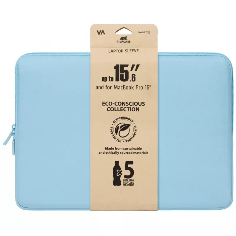 Custodia per laptop Rivacase Riva Szuzuka 15,6 pollici blu pastello, custodia protettiva imbottita