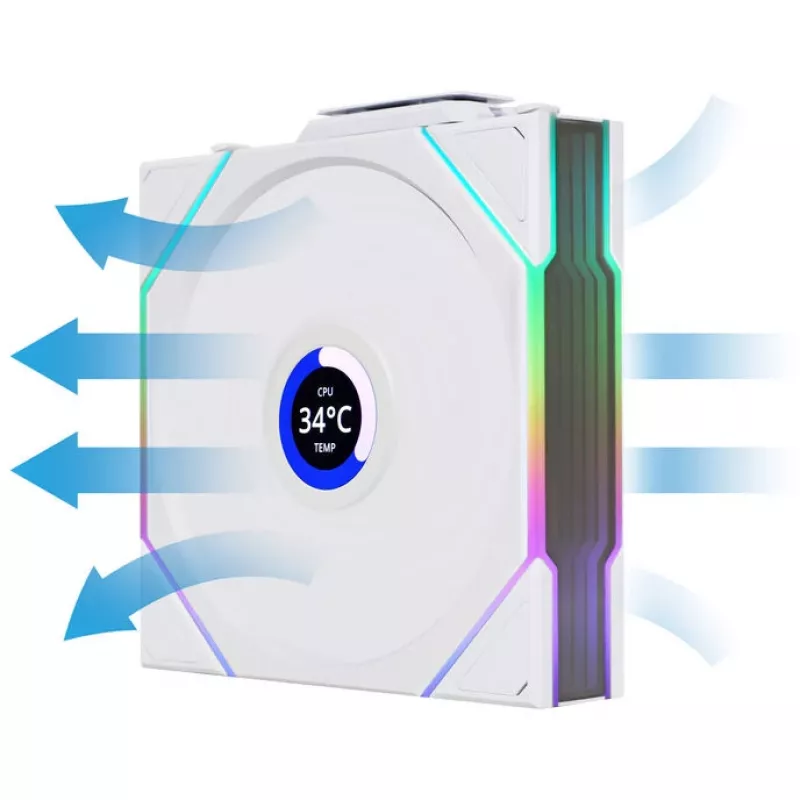 Ventola per case 120 mm Lian Li 12RTLLCD1W1W ARGB Wireless LCD bianco