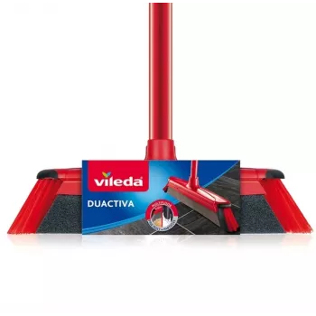 Scopa per pavimenti VILEDA 143703 con manico, tecnopolimero, setole morbide/dure, interni, 130 cm, rosso