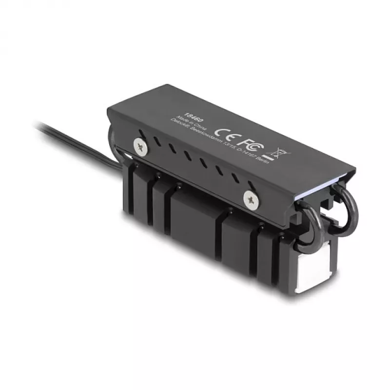 Dissipatore di calore DELOCK 18460 per SSD M.2 2280 — alluminio/rame, RGB 5V, nero