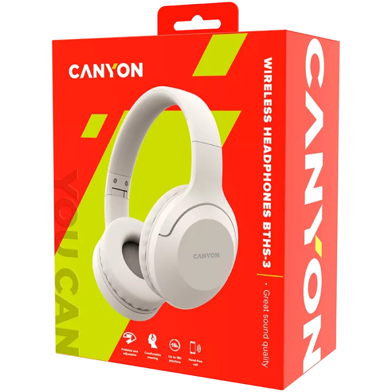Cuffie Bluetooth Canyon BTHS-3 On-Ear/Stereo/BT5.1 beige retail (CNS-CBTHS3BE)