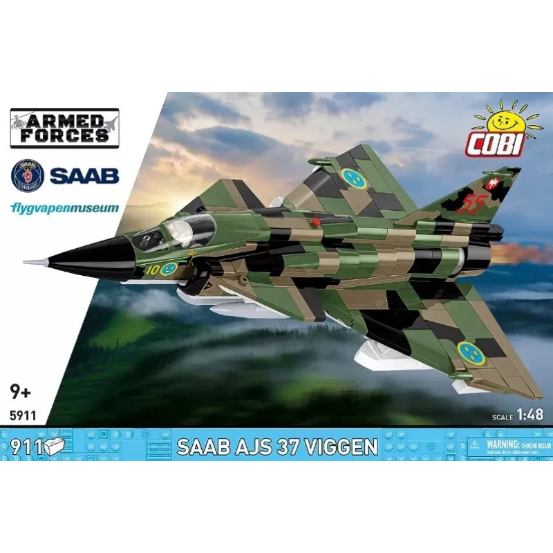 Set da costruzione Cobi Blocks Saab AJS 3 Viggen 911 pz. kit modellismo, 911 pezzi