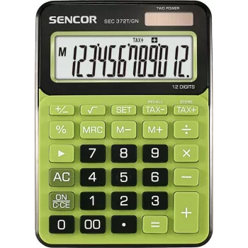 Calcolatrice da tavolo SENCOR SEC 372GN LCD 12 cifre, operazioni di base, alimentazione solare e a batteria