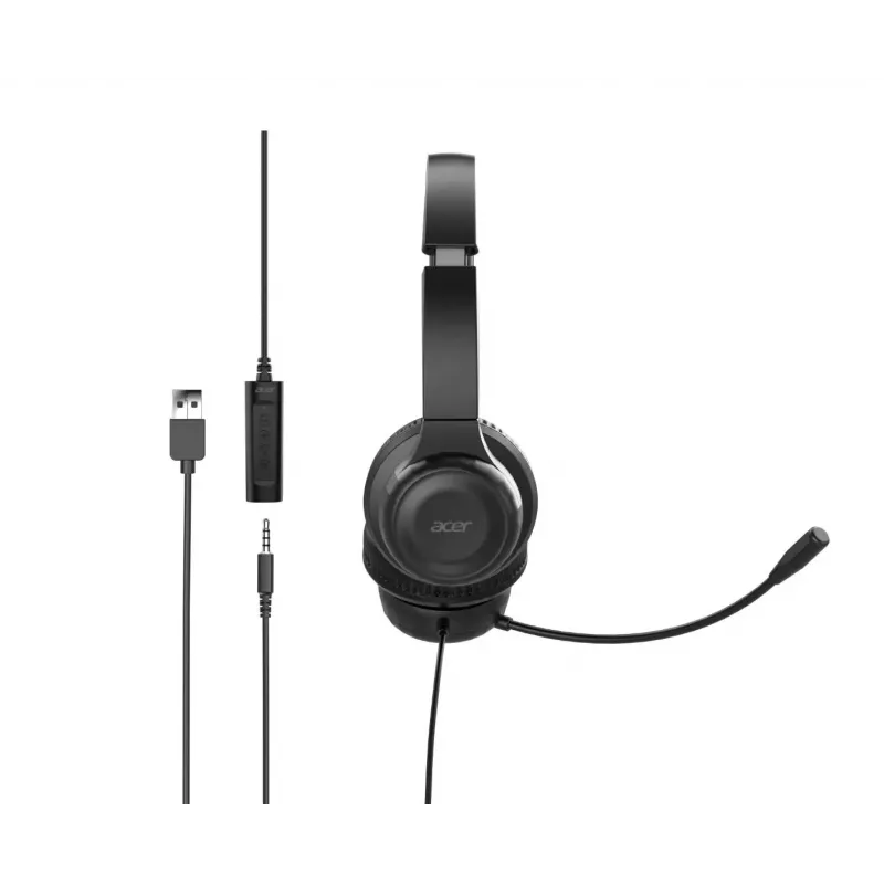 Acer AHW154 GP.HDS11.02D cuffie da ufficio cablate, stereo, connettore jack, microfono flessibile integrato, nere