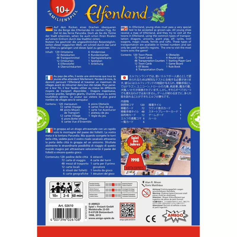 Elfenland, gioco da tavolo Gioco dell'anno 1998