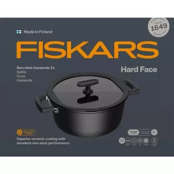 Pentola in ceramica Fiskars HARD FACE 5 L con coperchio, rivestimento antiaderente
