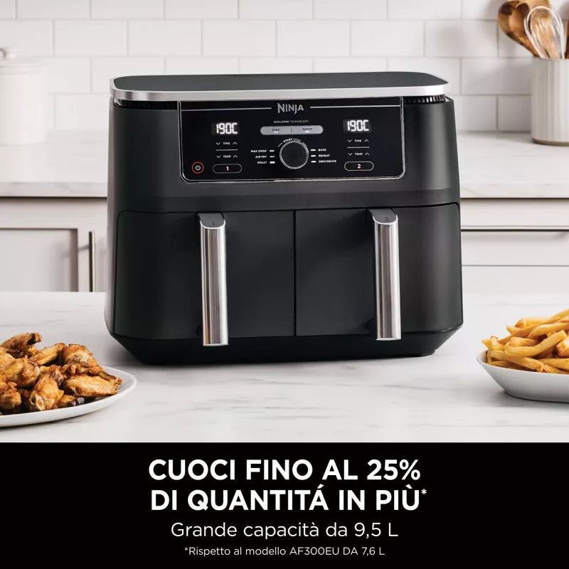 Ninja AF400EU friggitrice ad aria doppia 9,5 L stand-alone 2470 W friggitrice ad aria nera