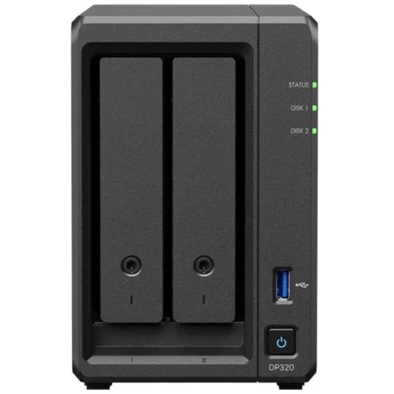 Server di archiviazione NAS SYNOLOGY DP320 desktop R1600, 8 GB RAM, 16 TB, 2-Bay, supporto HDD, RAID, nero