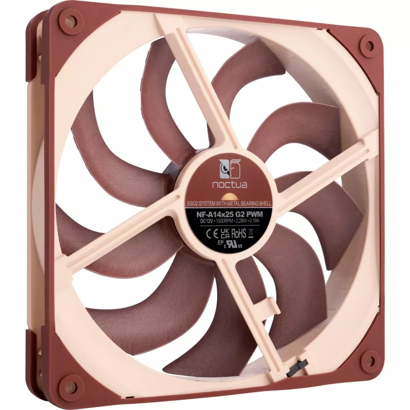 Ventola Noctua NF-A14x25 G2 PWM 140 mm 1500 U/min cuscinetto SSO2 4-Pin-PWM beige