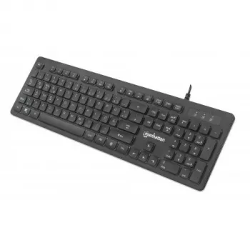 Manhattan Gaming tastiera USB, Low Force Key Edition, 12 tasti multimediali, retroilluminazione LED Rainbow, USB-A, nero, Retail Box (layout tedesco)