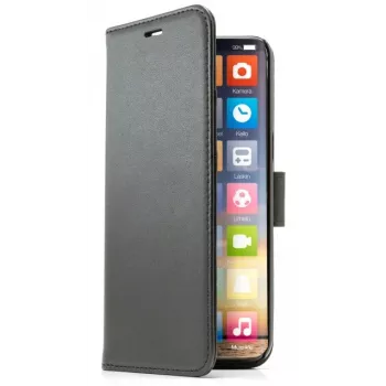Wallet Case SCREENOR per iPhone 15 Plus (6,7 pollici / 17 cm) nero, similpelle e TPU, supporto da scrivania, 3 vani per carte