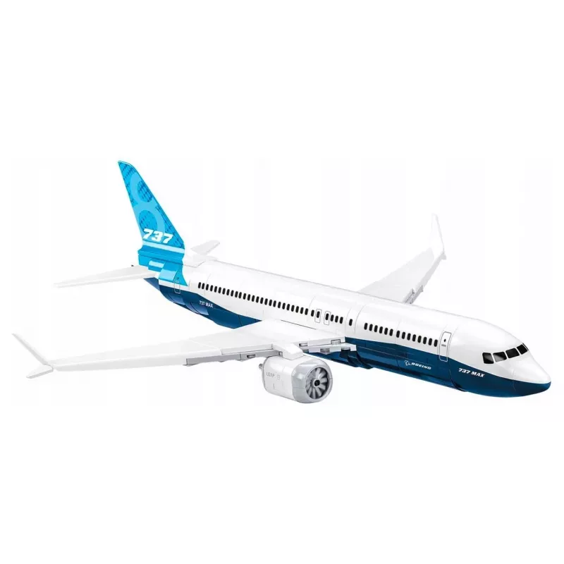 Set di costruzione Cobi Boeing 737-8 — 340 pezzi, età consigliata 7+, blu e bianco