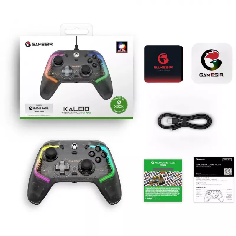 GameSir gamepad Kaleid nero trasparente con filo USB Type-C per Xbox One / Xbox Series X / Series S, cavo 3 m