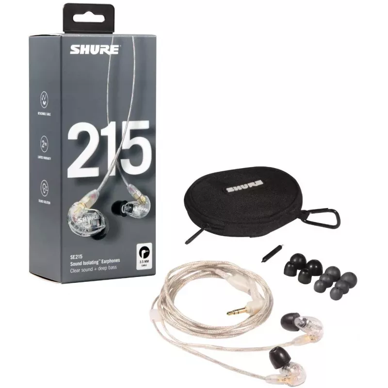 Headset Shure SE215 Pro monitor in-ear con filo per palco/studio trasparente