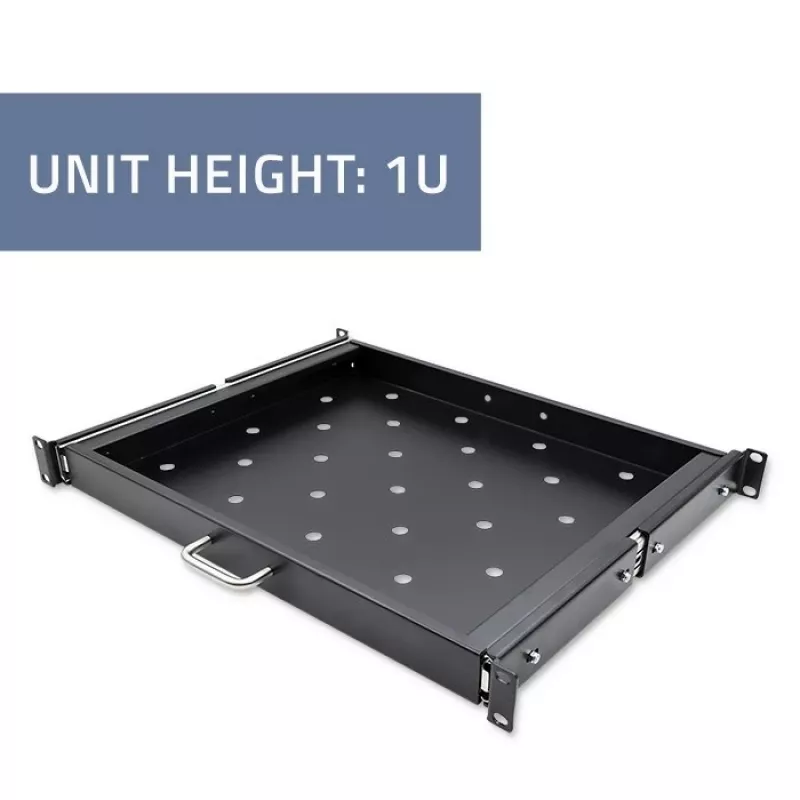 Qoltec 54509 ripiano scorrevole in acciaio per rack, 600x600, nero