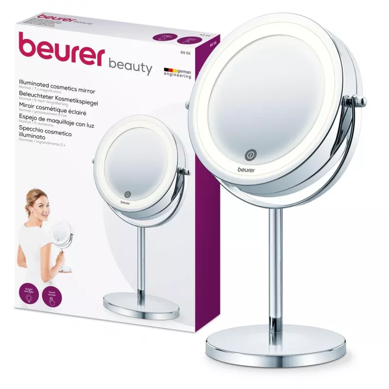 Specchio cosmetico Beurer BS 55 da appoggio rotondo cromato