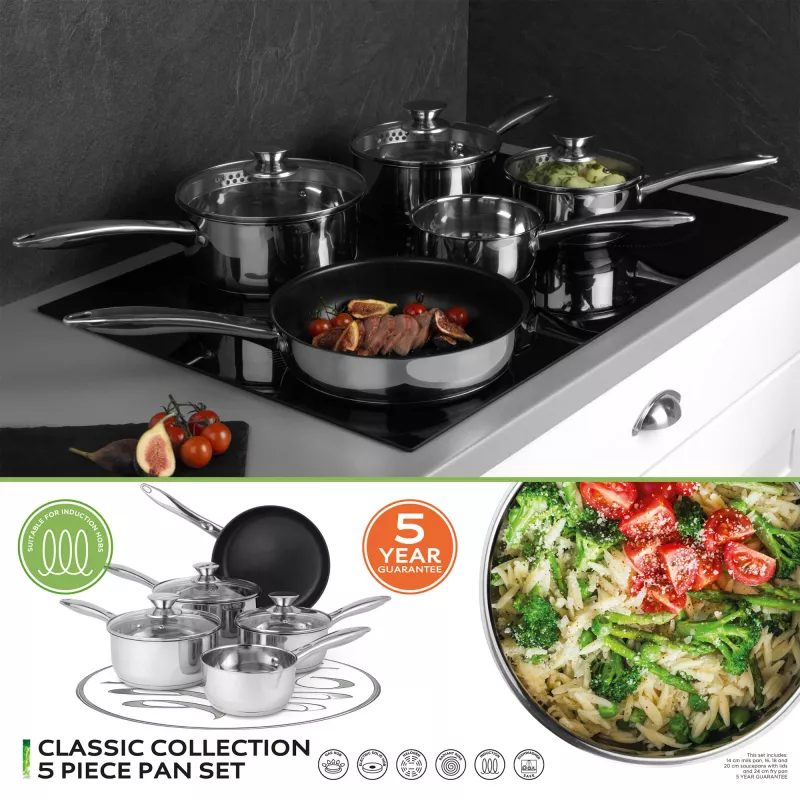 Set pentole Russell Hobbs BW06572EU72 — set da 5 pezzi in acciaio inox