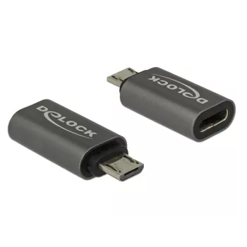 DeLOCK - Adattatore USB - USB-C (F) a Micro-USB Type-B (M) - USB 3.1 Gen 1 - 2,8 cm - Antracite (65927)