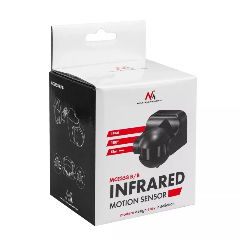 Rilevatore di movimento PIR MACLEAN MCE358 B/B – rilevatore a infrarossi passivo per interni