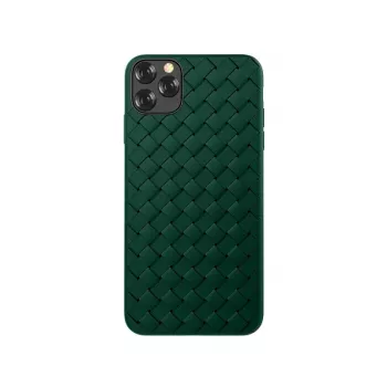 Custodia protettiva Devia per iPhone 11 Pro Max con motivo intrecciato, verde