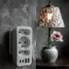 Power splitter MACLEAN MCE248 F/W — 3 prese AC (1×16A, 2×6A) + 4×USB (2×A, 2×C PD 20W), spina EU, bianco