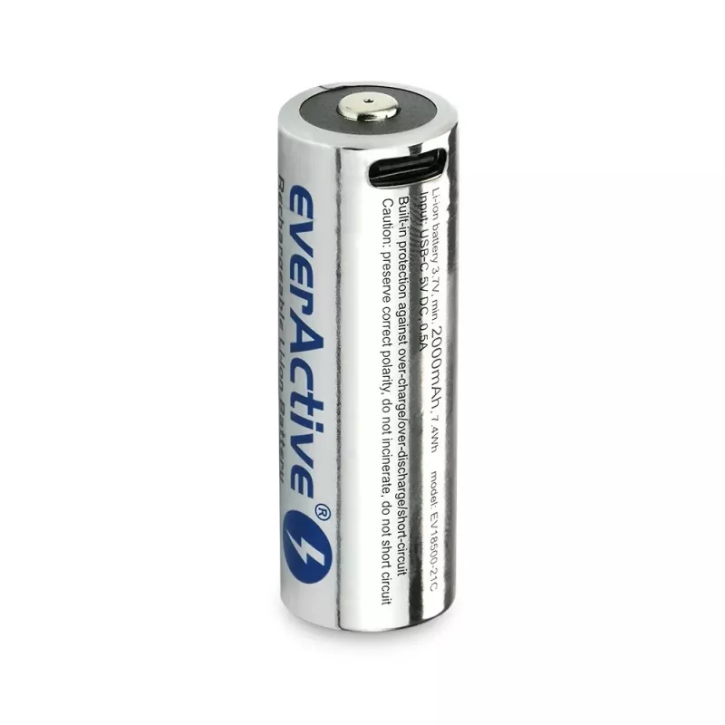 Batteria cella 18500 3,7V Li-ion 2100mAh compatibile USB-C