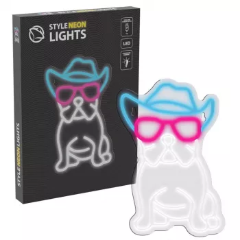 Neon Lights MANTA SNL114MT bulldog con occhiali insegna neon