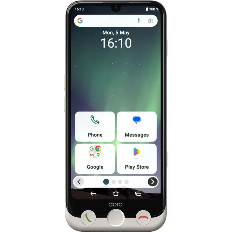 Doro Aurora A30 smartphone per senior con base di ricarica wireless, 6,1 pollici, 128GB, Graphite