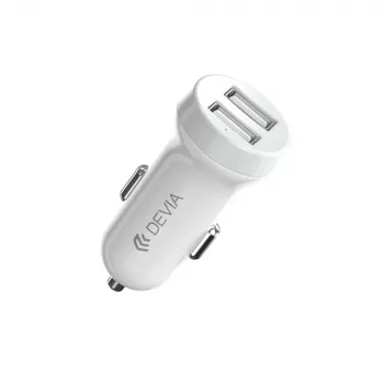 Caricabatterie da auto Devia Smart Series Lightning 5V 3,1A Dual USB bianco