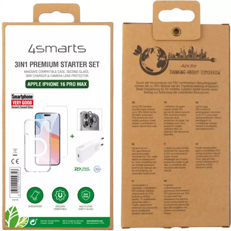 Caricabatterie da interni 4smarts 541178 trasparente bianco ricarica rapida USB Type-C