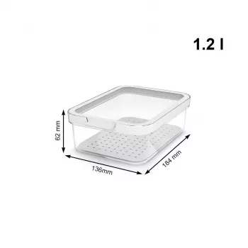 Contenitore per alimenti rotho 1053201100 rettangolare 1,2 L trasparente bianco, tecnopolimero, lavabile in lavastoviglie
