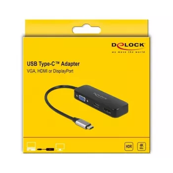 Adattatore DeLOCK USB Type-C su VGA HDMI DisplayPort 4K 60 Hz