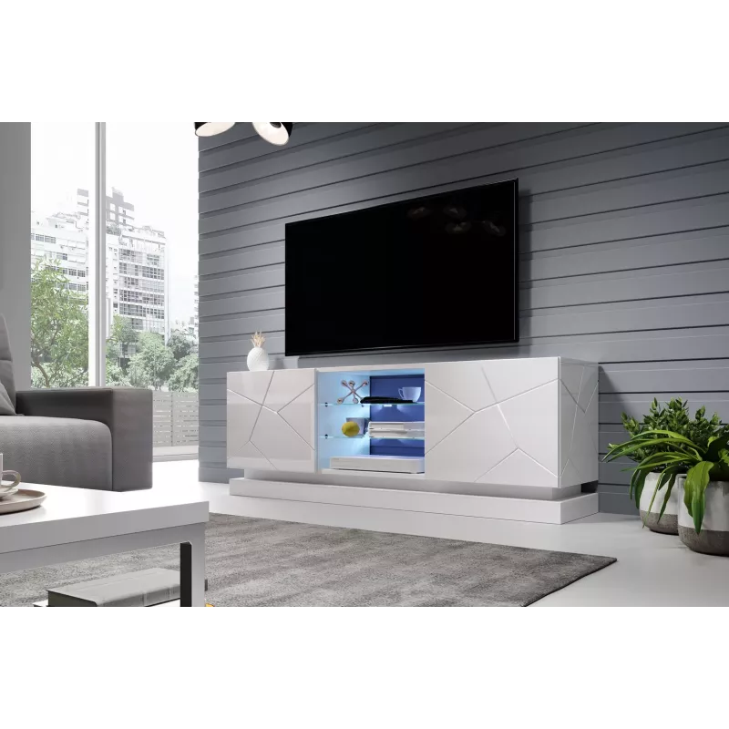 Cama Meble QIU 160 mobile TV, MDF, bianco lucido