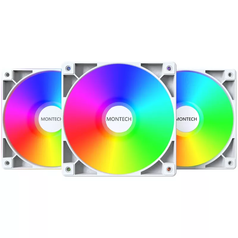 Kit ventole per case Montech GF120 PWM ARGB 3-in-1 — ventole PWM da 120 mm con illuminazione ARGB