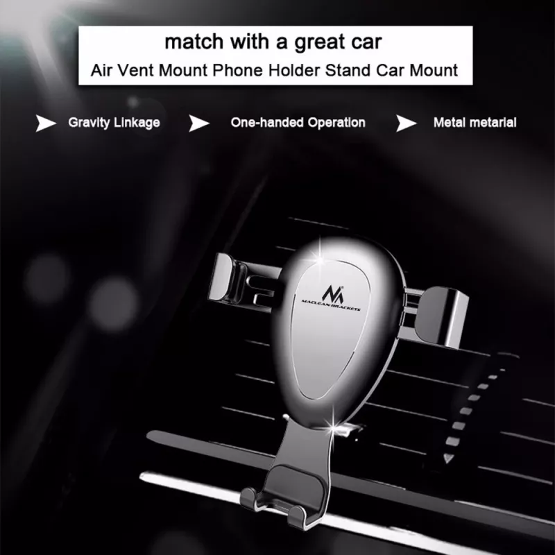 Supporto Maclean per cellulare in auto, universale, per bocchetta di aerazione, Gravity, distanza centrale max 90 mm, MC-324