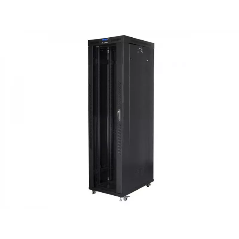 Lanberg FF01-8047-12BL armadio rack 19 pollici a pavimento 47U, 800x1000 mm, porta in vetro, LCD, IP20, da assemblare, nero