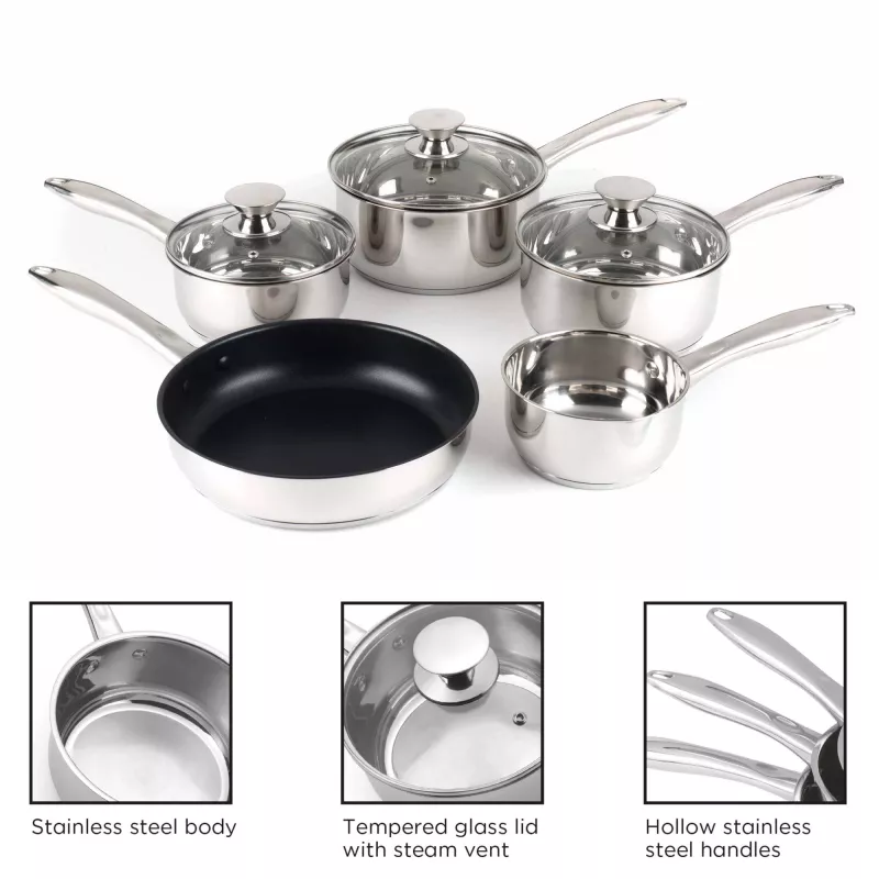 Set pentole Russell Hobbs BW06572EU72 — set da 5 pezzi in acciaio inox