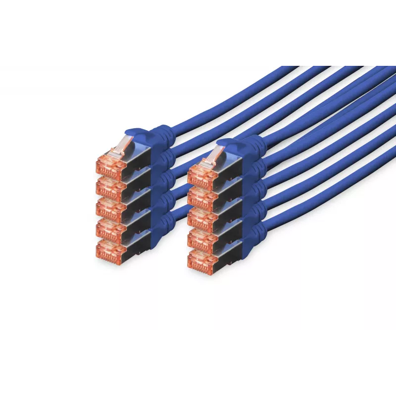 DIGITUS cavo patch CAT6 S/FTP, 0,5 m, blu, confezione da 10