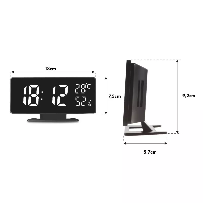 Sveglia digitale LED GreenBlue GB395 con indicazione della temperatura