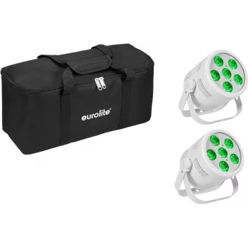 Faro Par LED EUROLITE Silent Par 6 QCL Floor 2x con soft-bag — Par LED QCL da terra compatto, 2 unità, borsa da trasporto