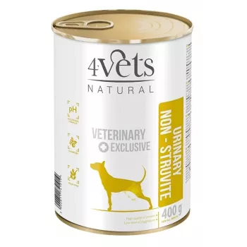 Cibo umido per cani 4vets Natural Urinary No Struvit 400 g – dieta veterinaria per la salute urinaria, tacchino