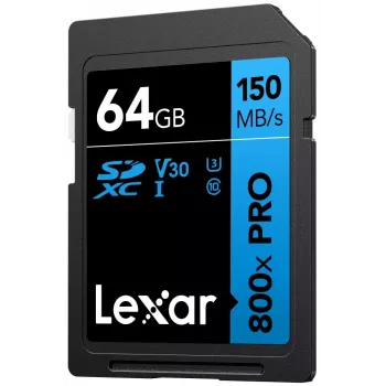Memoria flash SDXC Lexar 64 GB UHS-I 800xPRO — Class 10, U3, V30, 150 MB/s