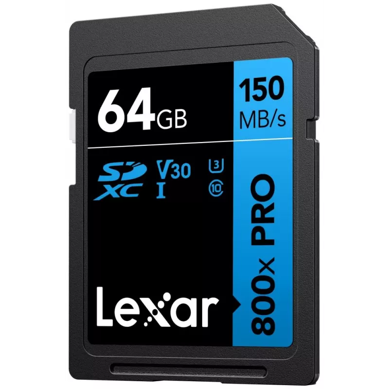 Memoria flash SDXC Lexar 64 GB UHS-I 800xPRO — Class 10, U3, V30, 150 MB/s