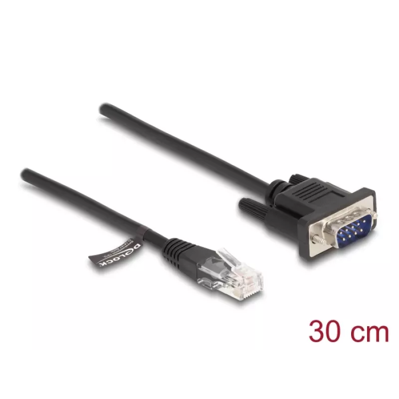 Delock cavo seriale RS-232, RJ45 maschio a D-Sub 9 maschio, 30 cm, nero