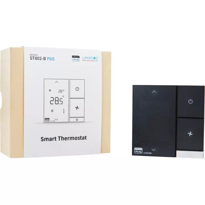 Shelly LinkedGo ST802-B termostato HVAC smart, Wi-Fi, Bluetooth, compatibile con Apple Home e Google Home, nero