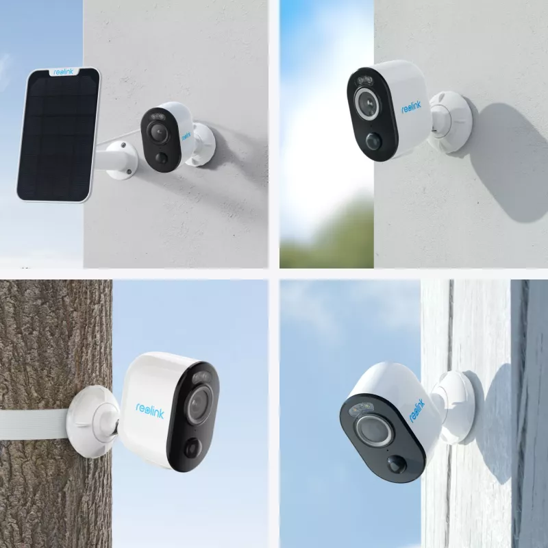 Reolink Argus B330 (BWC2K02SP) telecamera di sicurezza IP Wi-Fi a batteria con pannello solare, 5 MP 2880x1616, IP65, visione notturna a colori, per interni ed esterni, bianca