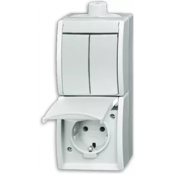 BUSCH JAEGER 2601/5/20EW-54-503 - CEE 7/3 - 2P+E - bianco - IP44 - 250 V - 16 A